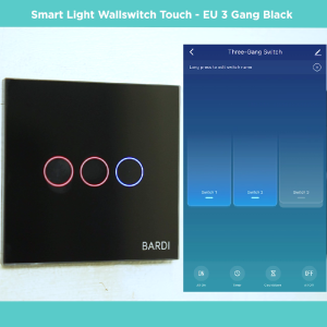 BARDI Smart Light Wall Switch Touch Wi-Fi - EU 3 Gang White / Black