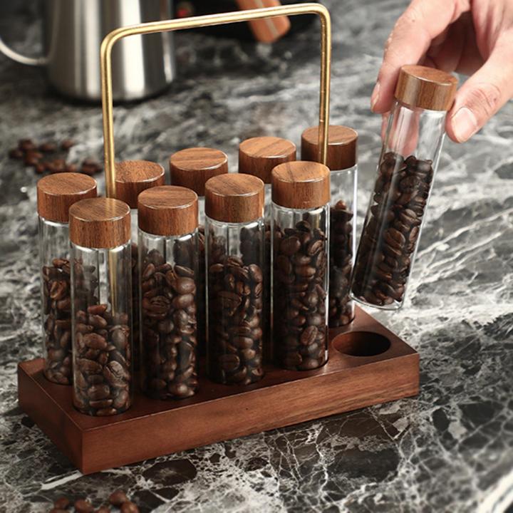 colaxi 10 Pieces Airtight Sealed Glass Canister Jars with Wooden