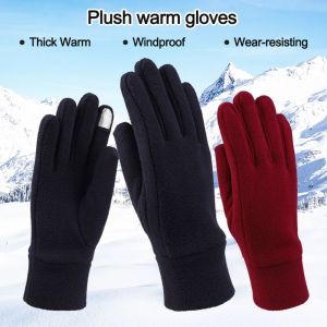 SJJL Fashion Fleece Autumn Winter Full Finger Mittens Women Gloves Thick Plush Furry Warm Mitts
