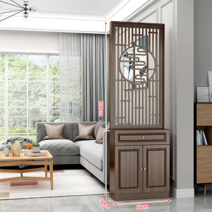 New Chinese Style Entryway Cabinet with Screen Shoe Rack & Wine Storage Space-Saving Partition for HDB