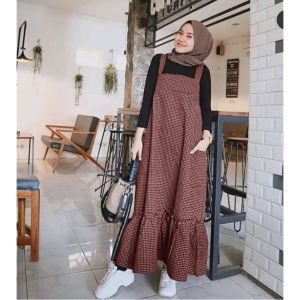 Pijar - Square Overall Jumpsuit Dress Wanita Dewasa Bahan Katun Oxford Baju Kodok Korean Style