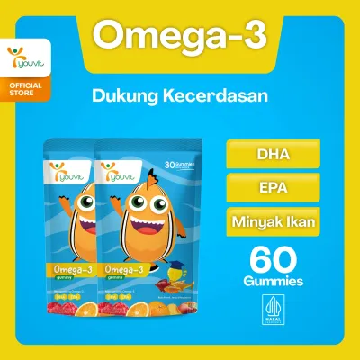Youvit Omega-3 Anak 60 Hari dengan Minyak Ikan (Paket 2 Bulan - 2 pouch) untuk Otak & Mata Anak