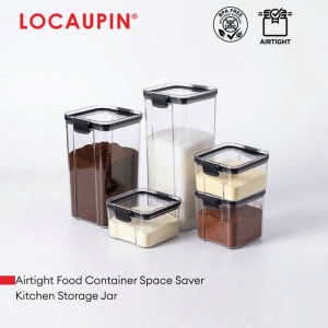 LOCAUPIN Airtight Food Container Kitchen Storage Jar Space Saver Cereal Dispenser with Lid Dry Food Storage for Pantry