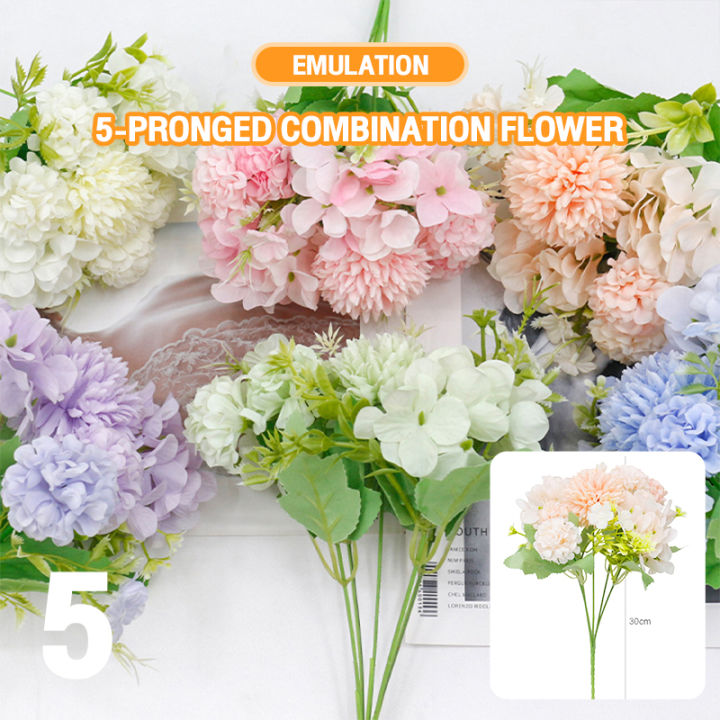5%20prongs%20combination%20artificial%20flowers%20home%20decoration%20fake%20flowers%20artificial%20bouquet%20-%20Image%202