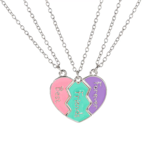 Elegant Heart Puzzle Pendant Set of 3 Accessory for Expressing Emotions Among Trendy Female Friend Wear