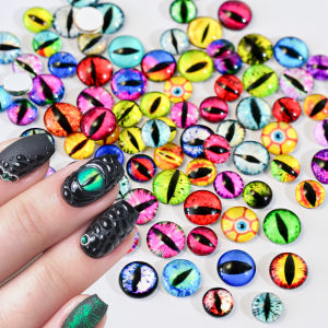 ZEEMIN 100/50/10 Pcs Mixed Devil Eyes Dragon Eye Nail Charms 5 -10mm Doll eyes Round Glass Cabochon Flatback DIY Manicure Craft Jewelry