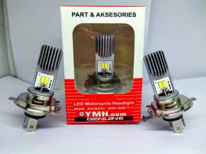 Lampu Depan LED Moto Bebek Dan Matic 2 sisi Ac Dc H6 12v-80v 8 Titik/8 Mata/ H4 Vixion kaki 3 HDoem