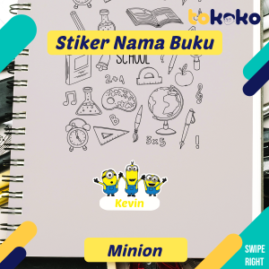Stiker Buku Anak Nama Custom Ukuran 3cm isi 40 pcs Tahan Air Setiker Karakter Kartun Lucu