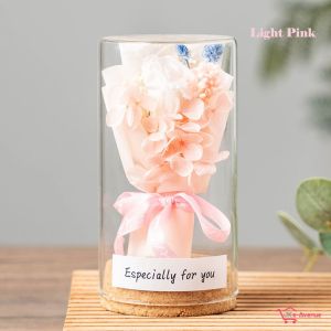 Preserved Flower Bouquet Rose in Glass Dome with LED Fairy Lights - Perfect Gift for Birthday Mother Day Teachers Day