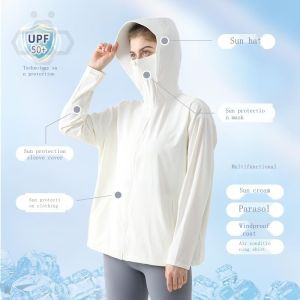 ✠▤﹊ Aiden001 Summer Hooded Ice Silk Cool Feeling Fishing Sunscreen Clothing Anti-Ultraviolet Quick-Drying Breathable Jacket Sports Running Fitness Clothing WT122