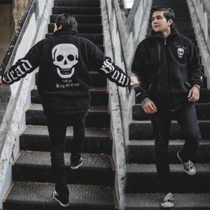 KQA JAKET SHERPA BULU PRIA SKULL HEAD TERBARU