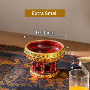 ขันโตกแดงถาดผลไม้บ้าน ถาดไม้ ถาดผลไม้ห้องนั่งเล่น ตั้งโต๊ะกาแฟ ถาดขนมขบเคี้ยวตกแต่งร้านอาหาร ถาดผลไม้แห้งกลมถาดถวายสังฆทาน