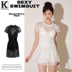 Keranixy Lace Swimsuit Skirt Womens Slimming Conservative One-Piece Beach Outfit Dress Summer Beachwear
