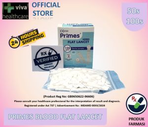 Primes Blood Flat Lancets 28g 30g Prime White lancet glucose Darah Glukosa Bulat Rata 葡萄糖血平圆刺针 Sterile