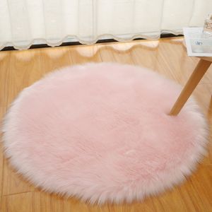 ANANAA Lông dài Thảm tròn mềm mại Tròn 30/50/70cm. Thảm cạnh giường Ấm áp Lông Thảm ghế Phòng ngủ
