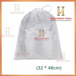 【Ready Stock】1pcs Non Woven Shoe Bag Drawstring Storage Bags Tighten Mouth Sun-cure Small White Shoes Dustproof Anti Yellow Air Drying Bag Travel