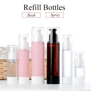 XUNXUAN Lotion Cosmetic Refill Bottle Ultra-Fine Mist Frosted Press Spray Bottle Vacuum Bottle Pressure Pump Vacuum Flask