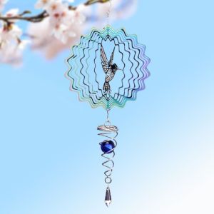 FLUTE Stainless Steel Metal Hummingbird Wind Chimes 3D Bird Stained Glass Pendant DIY Stereoscopic Sun Catcher Garden Decoration