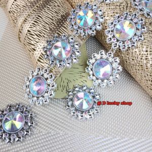 Aplikasi Diamond Permata Payet bentuk Bunga Besar Cangkang 3D per 50 cm