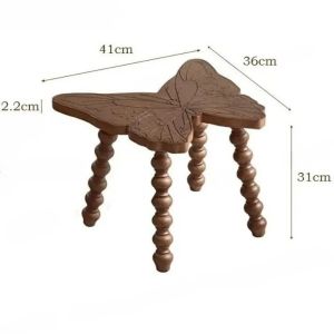 FFBH Wooden Assemble Stools French Retro Artistic Luxury Stools Butterfly Surface Gourd Leg Chairs Photography Props Furniture 9N5Q1
