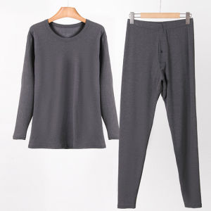 Mens Autumn and Winter Thin Thermal Underwear Round Neck Autumn Clothes and Autumn Trousers Suits for Women