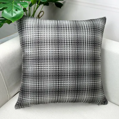 [SG]Linen Cushion Cover 45x45cm Pillow Cover Checkered Plaid Pillowcase 17.7x17.7 inch Machine Washable