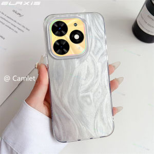 ELAXIS Casing for itel P55 A70 A50 S23 S23+ RS4 Plus 5G 4G Phone Case Simple Feather Water Waves Pattern Hard Smooth Shockproof IMD Plating Back Cover ED001