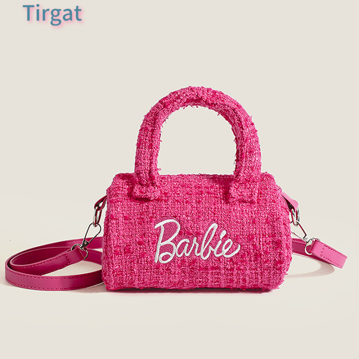 Lowest price Tirgat Barbie Pillow Bag Pink Cartoon Cute Co Branding Cylindrical Crossbody Bag Handbag Large Capacity Shoulder Bag Tote Bag Gifts Lazada PH