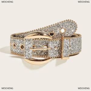 [COD] WEICHENG Goth Punk Womens Belt Fashion Rhinestone Belt Girl Decorative Jeans Wide Belt Rock Men Women Fashion Belt