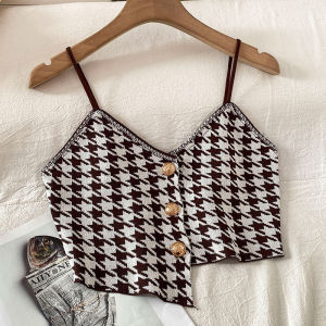 🦋 VEVE Womens Croptop Summer Plaid Check Sleeveless Tank Vest Camisoles Tops