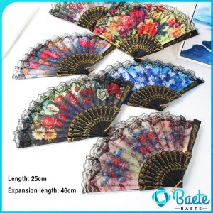 Baete Lace Silk Folding Fan Plastic Chinese Fans Dance Folding Fan