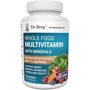 Dr. Berg Whole Food Multivitamin with Minerals - Daily Multivitamin for Men and Women - Includes Premium Whole Food Fruit and Vegetable Blend with Folate Alpha-lipoic Acid and More
