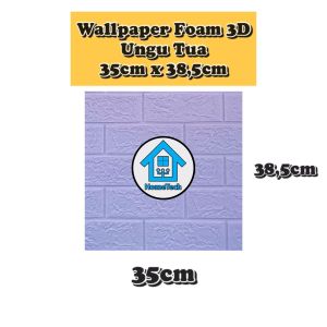 HT Wallpaper Stiker Bata Foam 3D Ungu Muda Premium Wall Paper Sticker 3mm