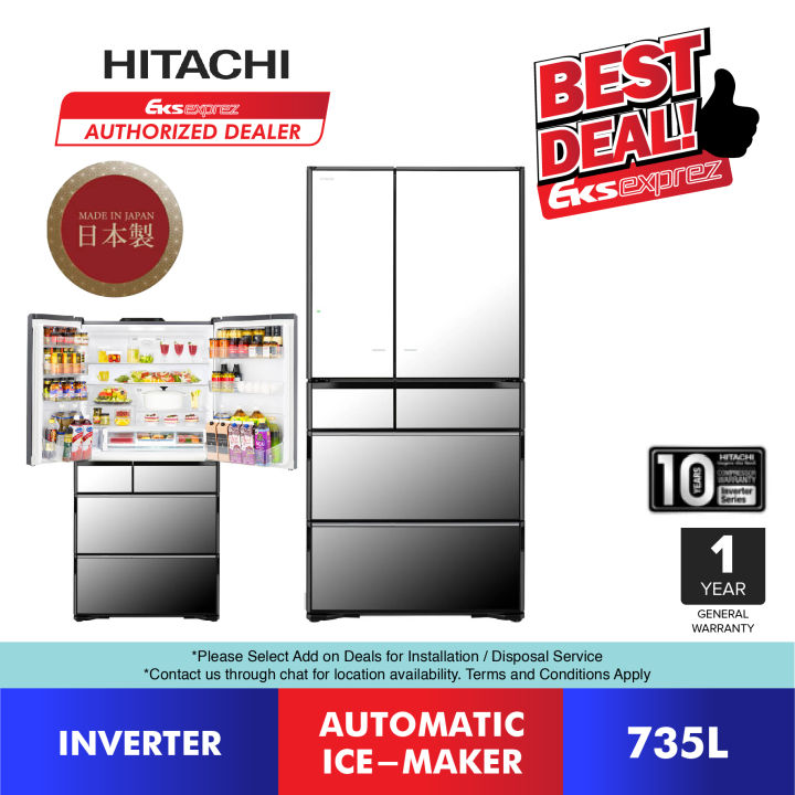 Hitachi 6 Doors Inverter Fridge (735L) RZX740KM X with Automatic Ice