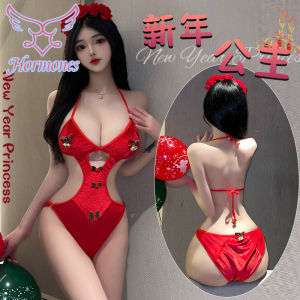 Hormones 💞💞 ชุดอ่อยแฟน บอดี้สูท ชุดนอนไม่ได้นอน สีแดง กระดิ่ง ส่งไว พร้อมส่งจากไทย(H9198)