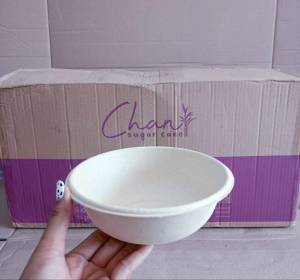 ชามชานอ้อย ขนาด 875 ml. (L038) สีธรรมชาติ แพคละ 50 ชิ้น ยี่ห้อCHAN