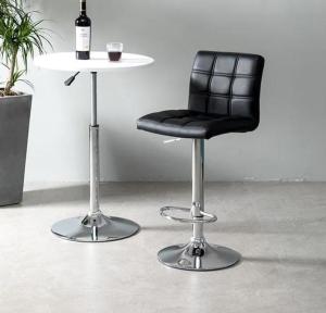 เก้าอี้บาร์ทรงสูงแบบมีที่วางแขน เก้าอี้หมุนได้ 360°เบาะหนัง มีพนักพิงหลัง ปรับความสูงได้ เก้าอี้ขาเหล็ก bar chair