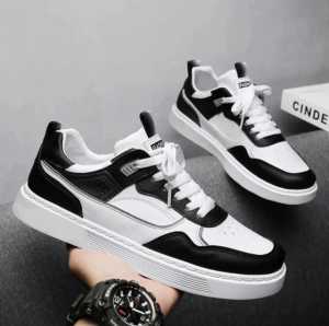Sneakers Pria Premium Kulit Imitasi Model Korea Casual Nautico Warna Monokrom Terbaru 2024