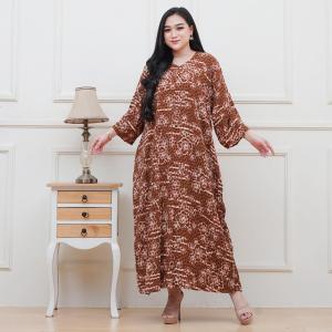 Terlaris Daster Jumbo Rayon Premium Ld 130 cm Model Lengan 7/8 Kekinian Long Dress Wanita Busui Resleting Depan
