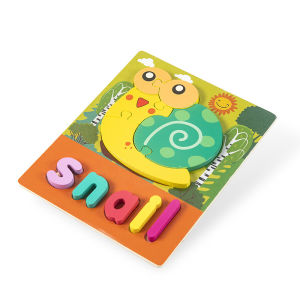 Mainan Edukasi Kayu 3D Tiga Dimensi Jigsaw Puzzle Teka-teki Anak Kata Pendidikan Awal
