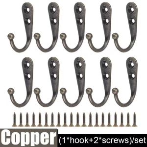30/20/10Sets Black Alloy Hooks with Screws / Heavy Duty Wall Mounted Hanging Hook / for Coat Towel Bags Caps Hangers / Home Storage Rack Holders