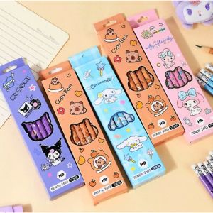 (12Pcs/set)Capybara HB/2B Pencil Cute cartoon cinnamoroll pencil Kuromi Pencil