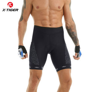 X-Tiger Mens Cycling Shorts With Pocket Upgrade sponge cushion Mountain Bike Shorts Breathable Anti-Slip Leg Strip Bicycle Shorts Bicycle Bib Shorts