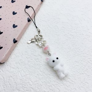 DEGRAD Phone Strap Flocking Cat Phone Lanyard Flocking Anti Lost 3D Kitten Mobile Phone Chain Bag Decor Ins Cat Cell Phone Charm Female Lady Girl