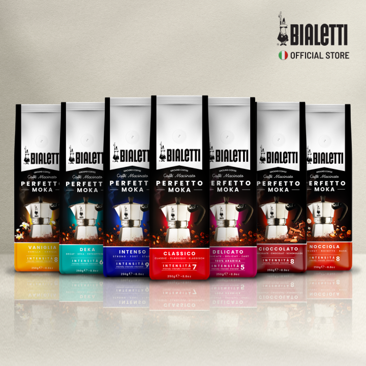 Bialetti Perfetto Moka Ground Coffee 250g Intenso, Delicato, Classico