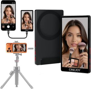 CineJoy M2 Wired Selfie Monitor Screen for iPhone 15/16/17 (Not for 17air) Wired Connection No Charging Required No Battery Zero Latency 4K 120fps with Mic Port for TikTok Live Streaming(Black)