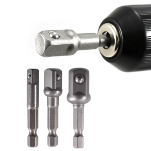 3 Pcs 1/4 3/8 1/2 Bit Drive Socket Adapter 360° Rotatable for Cordless Drill Ratchet Extension Socket Wrench Adapter Set