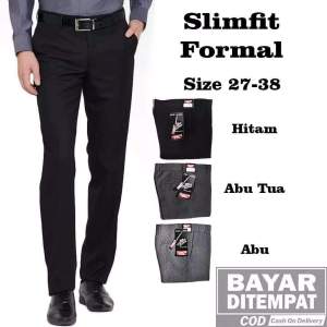 Celana Kantor Pria Slimfit Kain Katun Panjang Hitam Murah Dasar Bahan Teflon Slim Fit Kerja Formal Bagus PROMO COD Bayar Di Tempatcelana formal terlaris