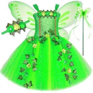 Twinkling Green Woodland Fairy Dresses for Girls Jungle Forest Fairies Costumes Wood Elf Princess Ballet Tutus Outfit with Wings2026