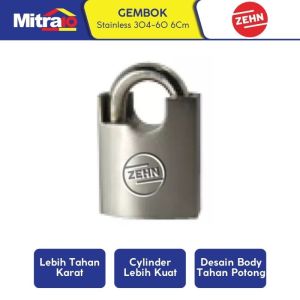 Zehn 304-60 60Mm Cast Iron Padlock Gembok Pagar Pintu